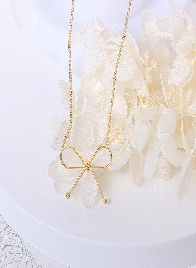 JAVARNV Bow Necklace for Women Dainty Gold Necklace Bow Jewelry Cute Bowknot Pendant Charm Necklaces Gold Jewelry for Women Christmas Birthday Gift - Image 5